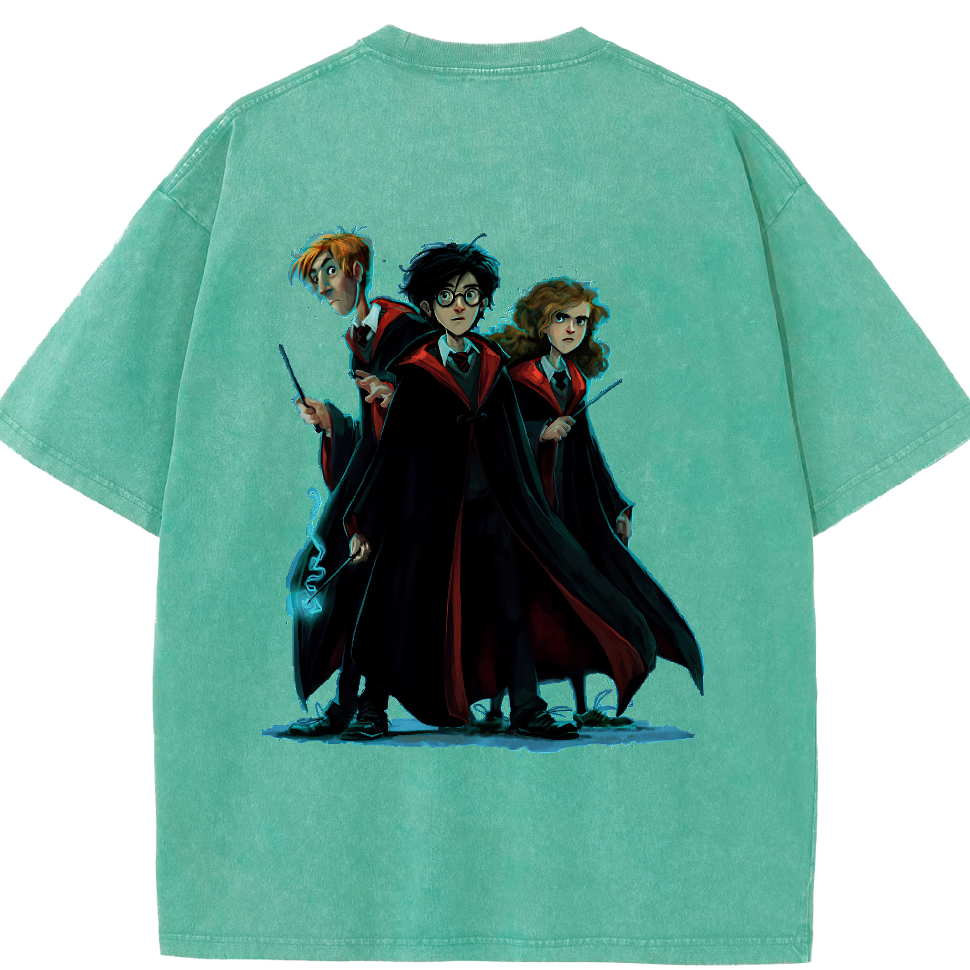 （画像用） Harry Potter ハリー・ポッターシリーズ 綿100% ヴィンテージ風 半袖Tシャツ（背面プリント）
